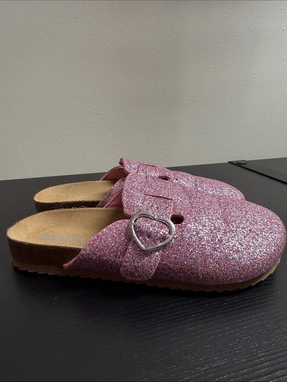 Old Navy Kids Pink Glitter Slip-On Buckle Clogs SZ 13